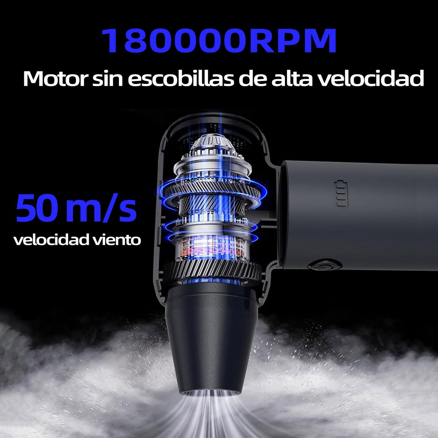 Plumero Aire Comprimido UTJCNVC 180000 RPM potente inalámbrico 9000 mAh para Automóvil hogar y limpieza de teclado y PC
