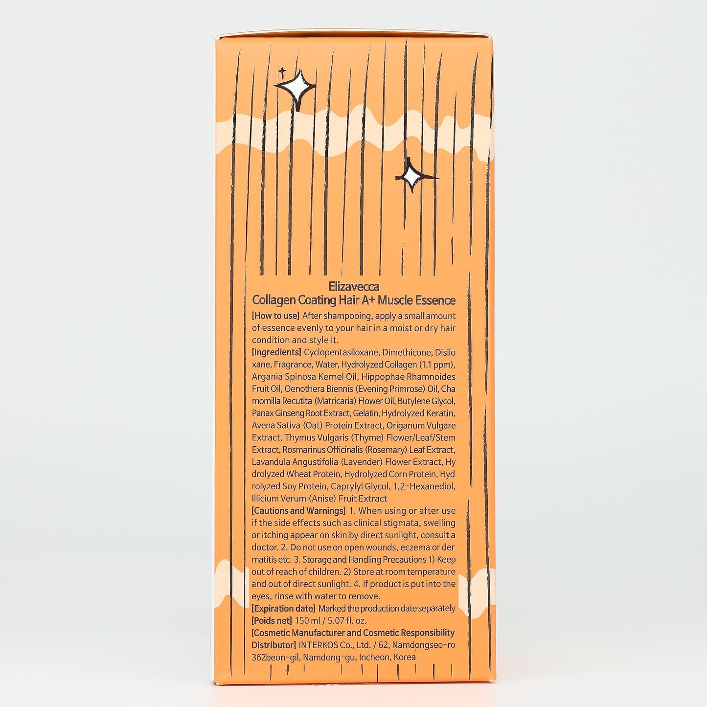 Elizavecca CER-100 Recubrimiento de colágeno Esencia muscular del cabello, 150 ml/5.07 onzas líquidas - Aceite de tratamiento sin enjuague para cabello seco y natural | K-Beauty