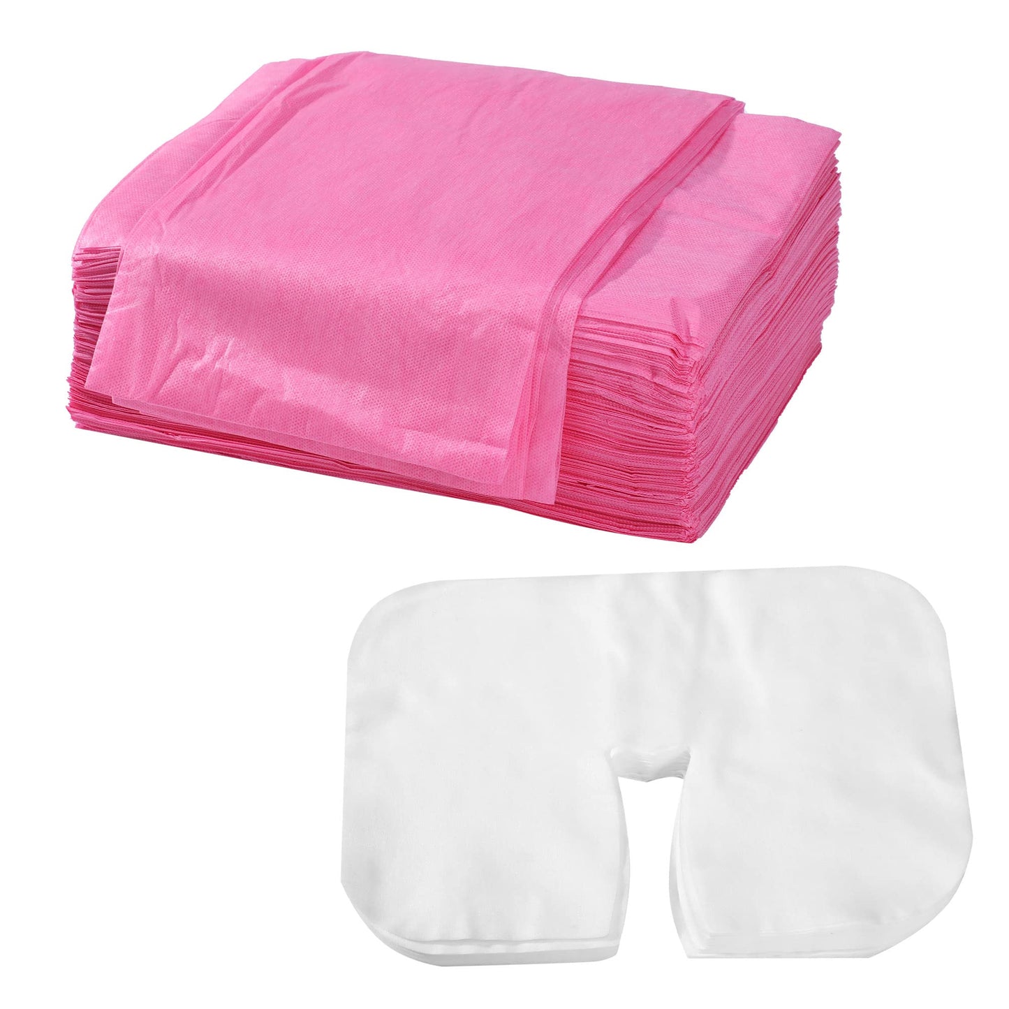 Juego de Sábanas Desechables Uralili Rosa con Funda Facial para Salón de Belleza