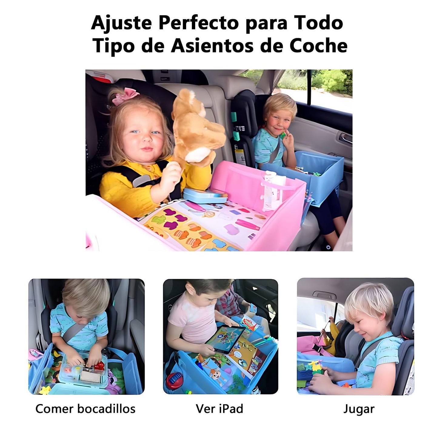 Bandeja de Viaje para Niños, Bandeja para Silla de Auto, Adecuado para Actividades en Asientos de Automóviles y Aviones, Artículos Esenciales para Viajes Por Carretera para Niños Pequeños