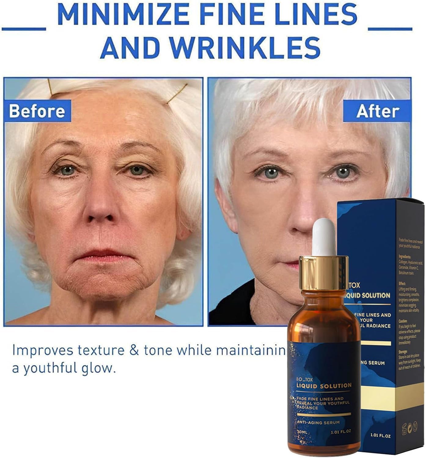 Olavita S Collagen Serum | Anti-Aging Liquid Solution for Face and Neck | Wrinkle Reduction Formula | 30ML/1FL.OZ - Pack of 1