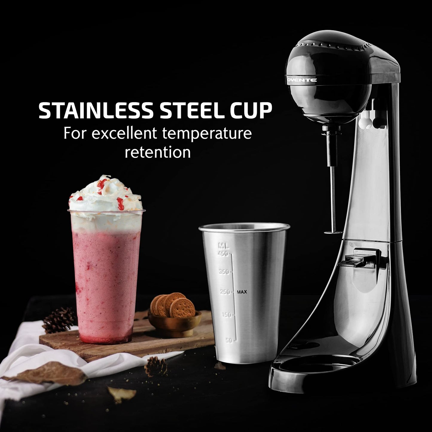 Máquina para Batidos OVENTE Acero Inoxidable Compacta y Fácil de Limpiar
