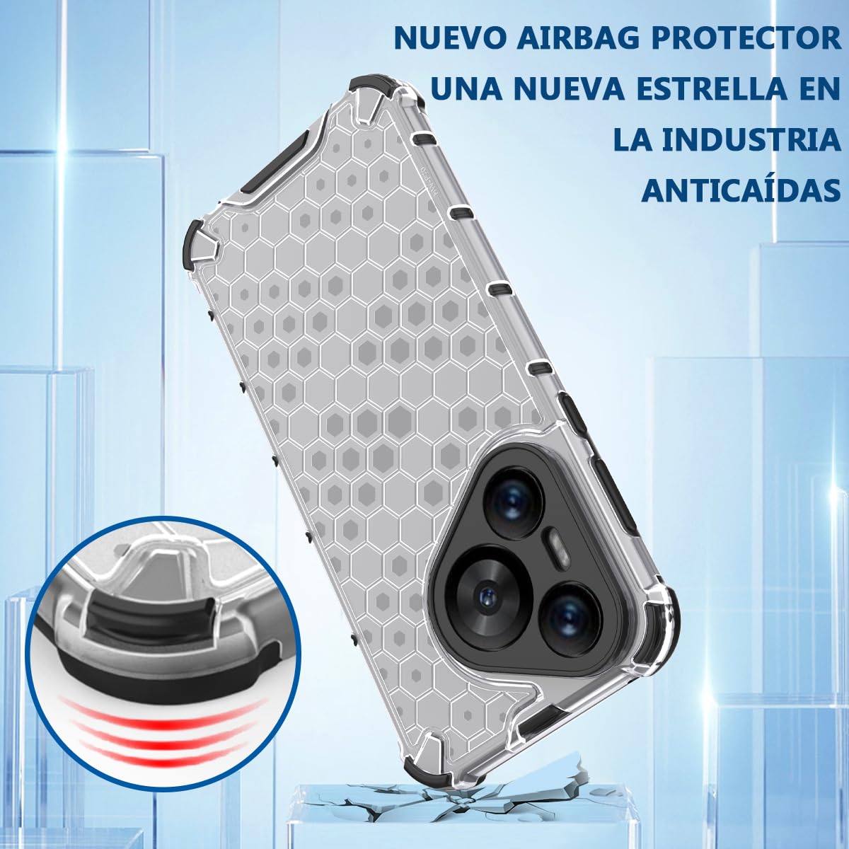 DABUNA Funda para Huawei Pura 70 Case Uso Rudo Cuatro Esquinas Engrosada Transparente Carcasa Bumper Protectora de Cámara,Resistirse Caer Colmena PC Cover