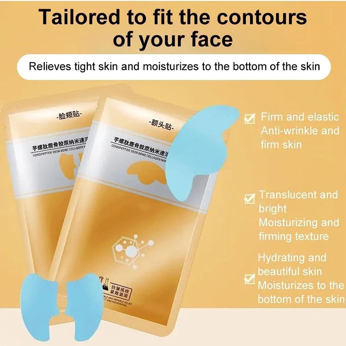 PUCHEN Esencia Hidratante Facial,Colágenos de Hueso de Ciervo de péptido Espiral hidratante - Kit iluminador de colágeno de espiropéptido japonés para Pieles secas, Grasas y sensibles