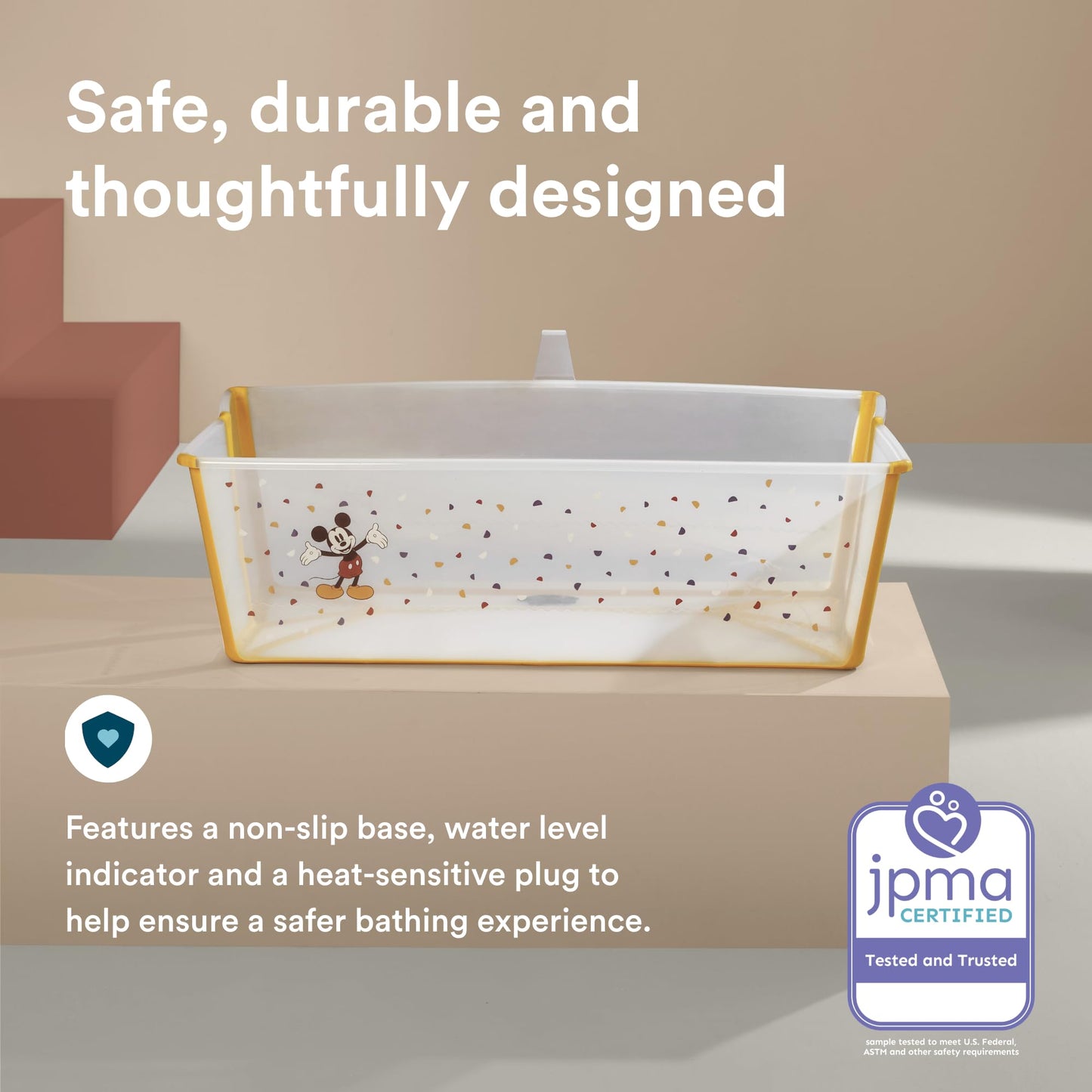 Bañera Stokke Flexi Bath XL, Mickey Celebration - Bañera plegable para bebé - Ligera, duradera y fácil de guardar - Práctica para usar en casa o de viaje - De o a 6 años