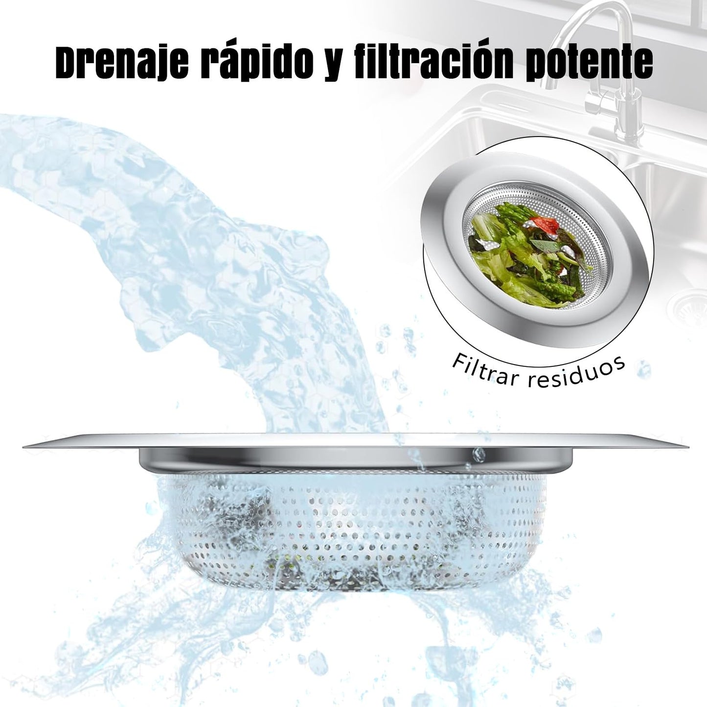 EUARD 4 Piezas Filtro De Fregadero De Cocina De Acero Inoxidable, Filtro De Drenaje De Fregadero De Cocina, Filtro De Fregadero De Cocina