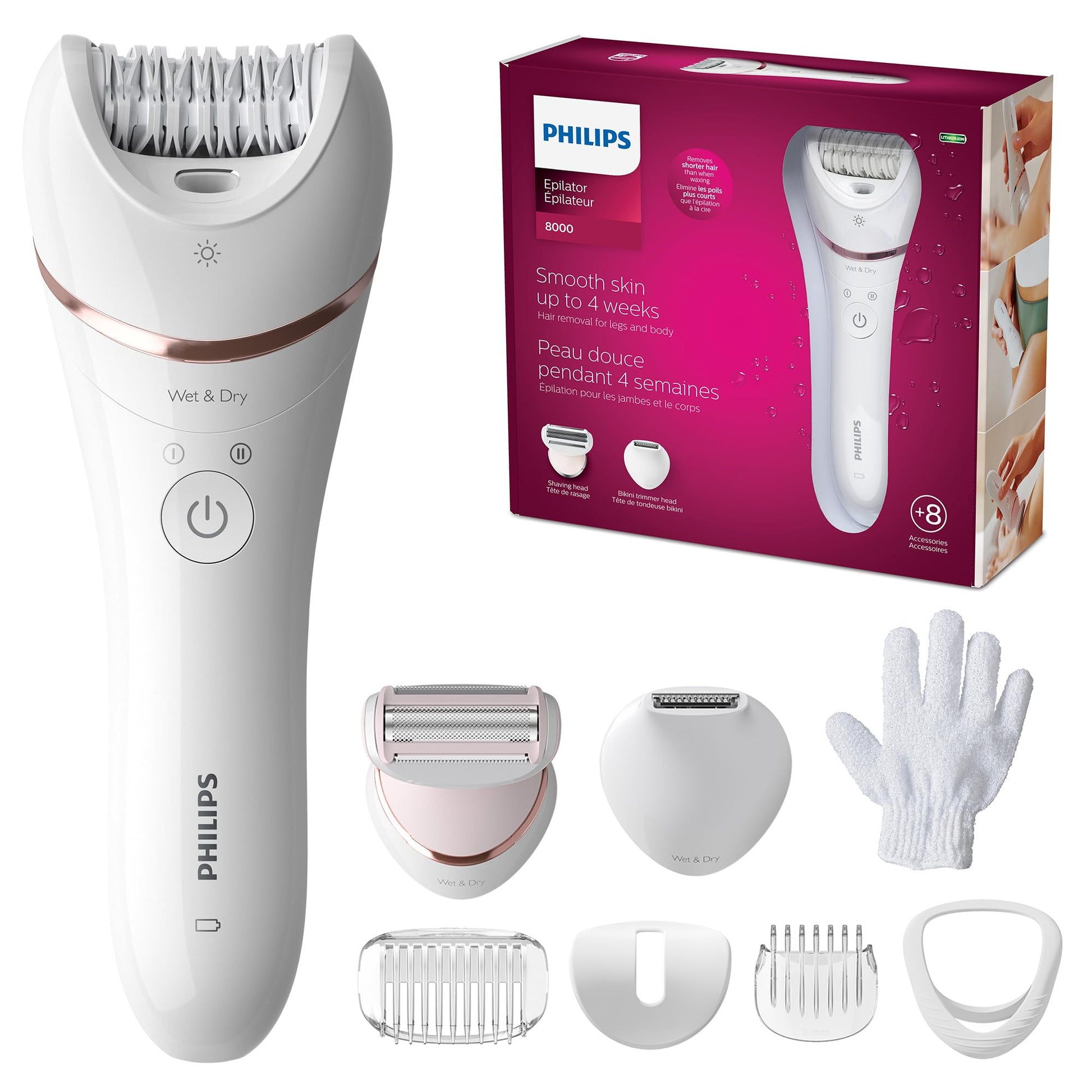 Philips Epilator Series 8000 Depiladora en húmedo y seco, Bre720/14, 1 unidad