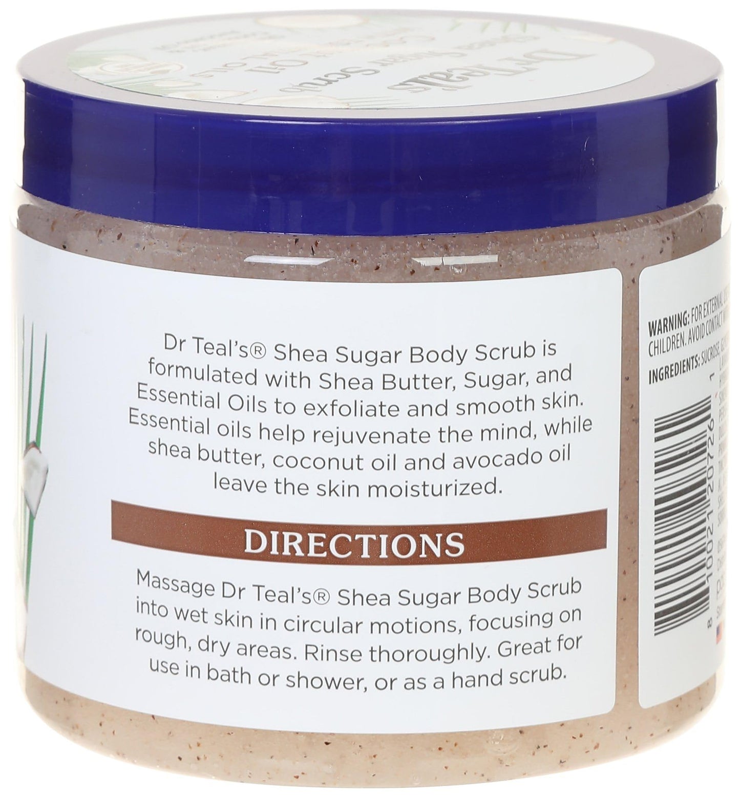Exfoliante de Azúcar Shea Dr. Teal's Aceite de Coco 19 Ounces