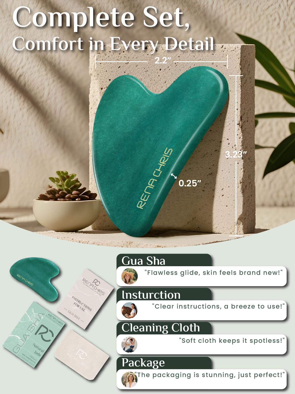 Gua Sha - Herramienta facial, tabla de guasha de piedra de jade natural para terapia de acupuntura de spa, tratamiento de puntos de activación, herramienta de masaje de raspado Gua Sha (verde)