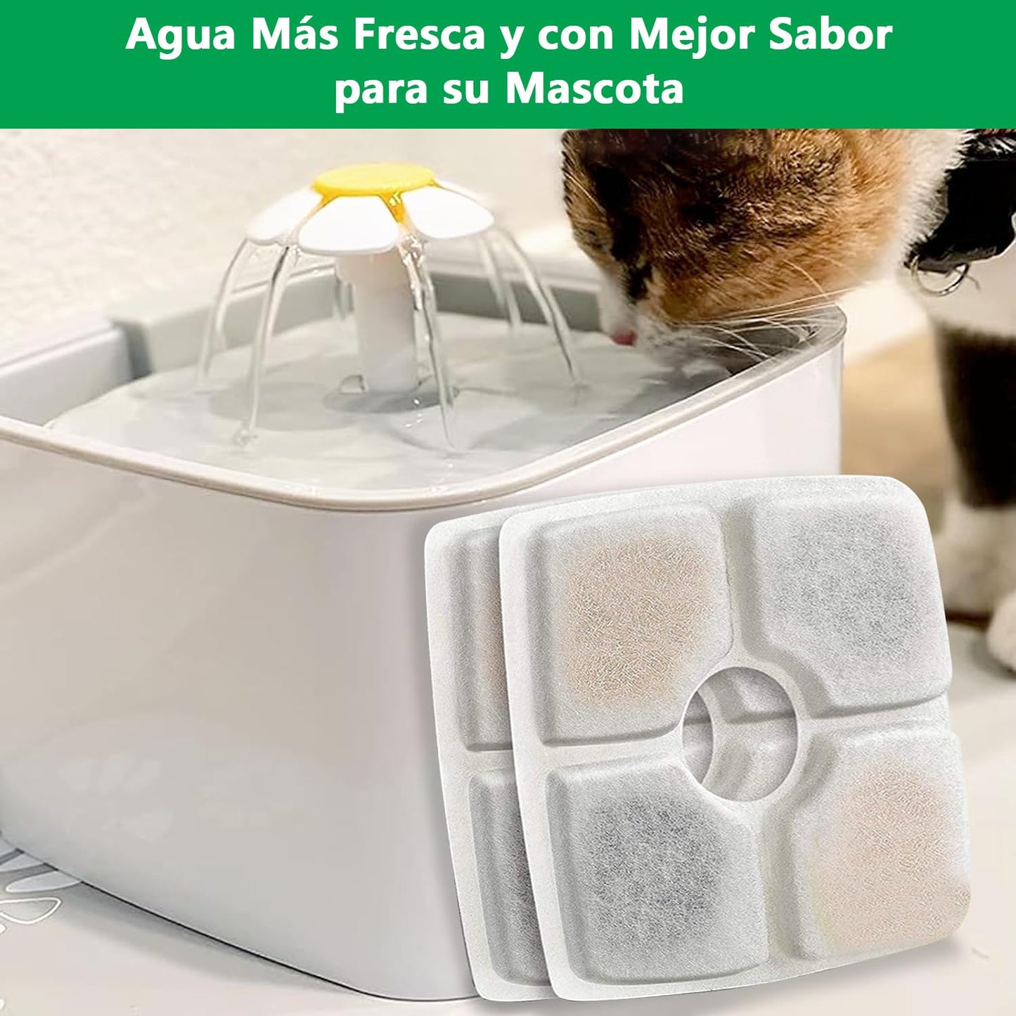 Glückluz Juego de Filtros para Fuentes de Agua para Mascotas, 12 Paquetes de 3 Filtros de Repuesto para Fuentes de Agua para Gatos, 2.5L Fuente Automática para Mascotas Dispensador de Agua para Perros