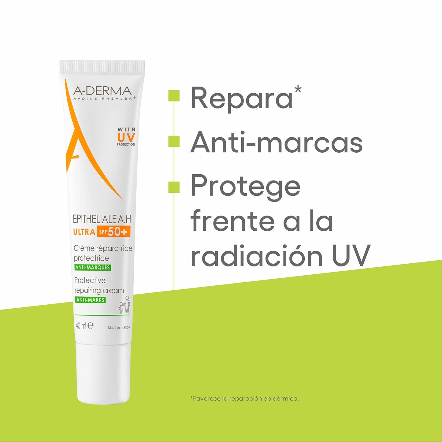 Crema Reparadora A-Derma Epitheliale A.H Ultra SPF50+ 40ml - Protección Solar y Regeneración de la Piel