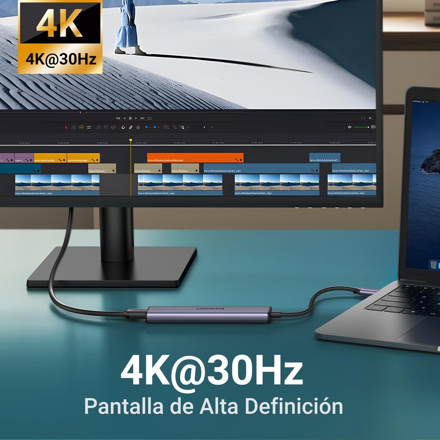 Adaptador Multipuerto USB C UGREEN Aluminio Compatible con MacBook M1 M2 iPad iPhone
