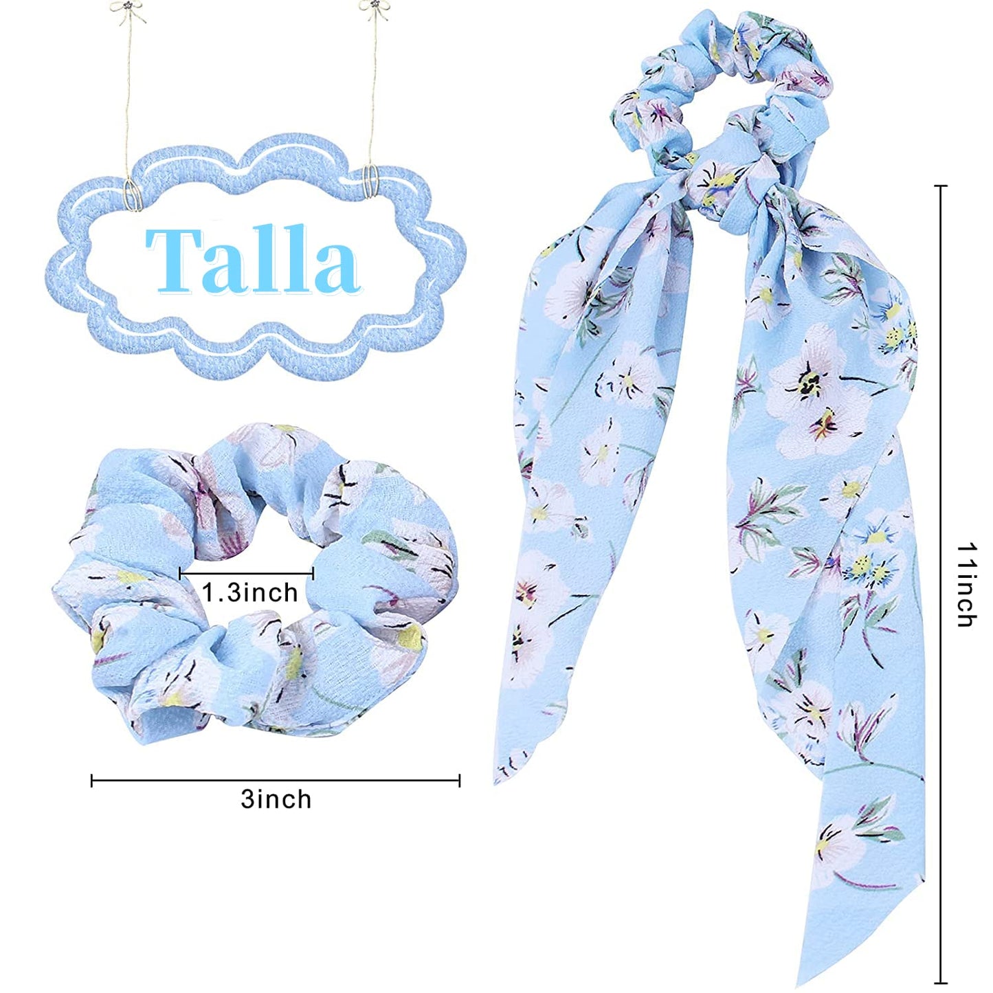 Pack de 12 Scrunchies de Gasa con Estampado Floral - Accesorios Vintage para Peinado - Coleteros Elásticos para Mujer y Niña - Ligas para el Cabello Bowknot - Set de Coleteros de Moda.