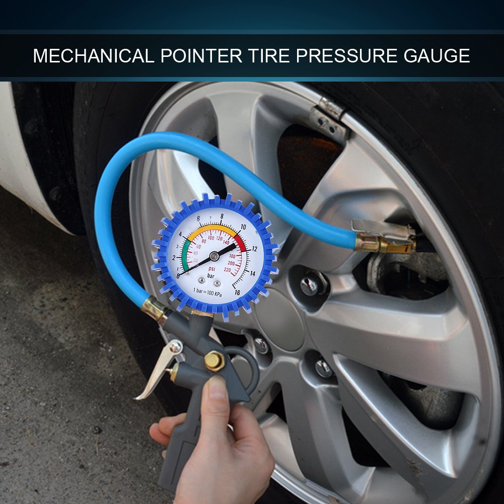 Gorgeri Medidor de inflador de presión de aire de neumáticos 0-220PSI Medidor de inflador de presión de aire de neumáticos para coche, camión, motocicleta