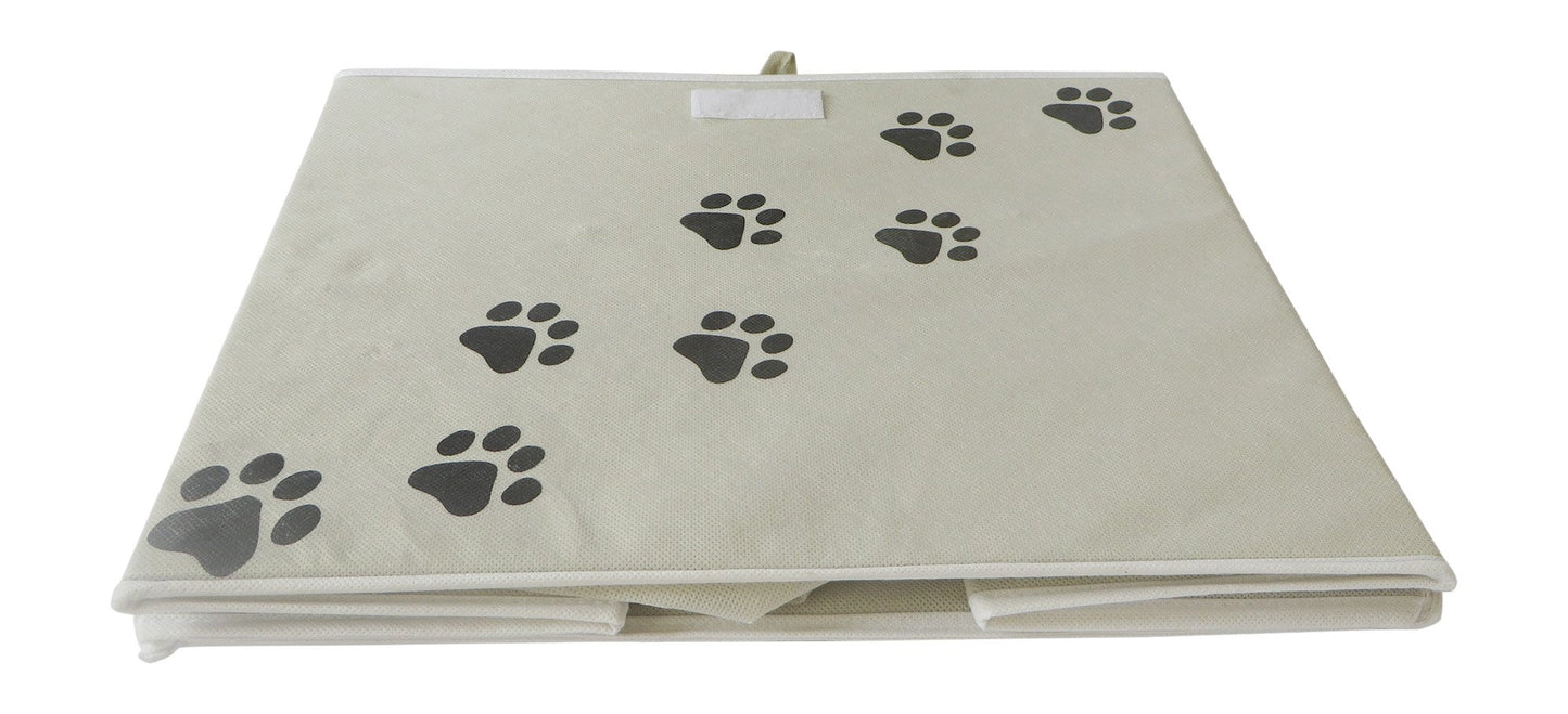 Feline Ruff Large Dog Toys Storage Box. 16" x 12" Inch Pet Toy Storage Basket with Lid. Perfect Collapsible Canvas Bin for Cat Toys and Accessories Too! (Tan)