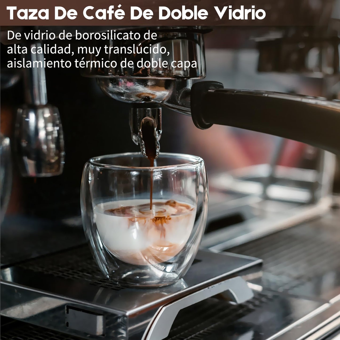FAMILUCKY-6 Pcs 80ml Tazas de Café de Doble Vidrio, Vasos para Café de Doble Pared de Vidrio Tèrmico Borosilicato, Taza de Café Pequeña de 80 ml, Apto para Capuchino, Espresso, Té, etc