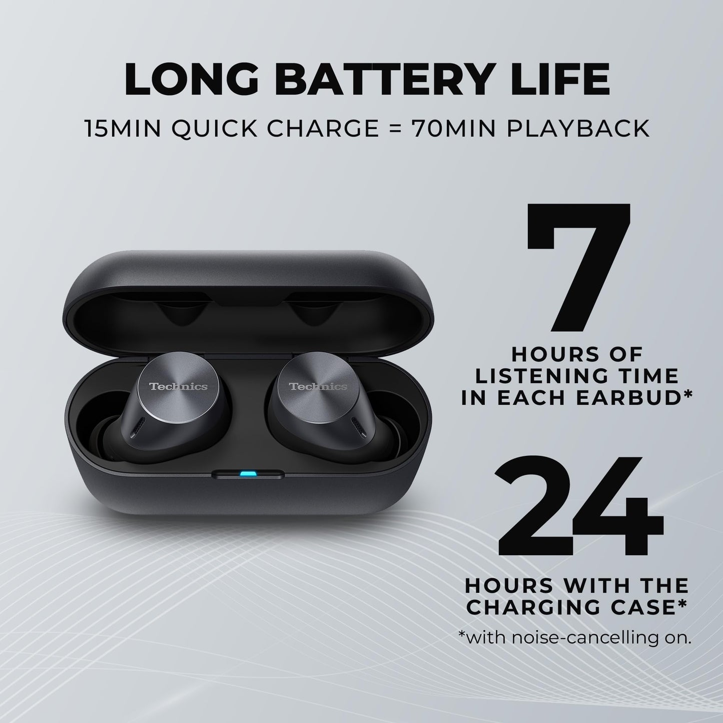 Technics Audífonos de inserción inalámbricos con Advanced Noise Cancelling, audífonos con Bluetooth de Alta fidelidad, conectividad Multipunto, Gran Calidad de Llamada con JustMyVoice - EAH-AZ60-K