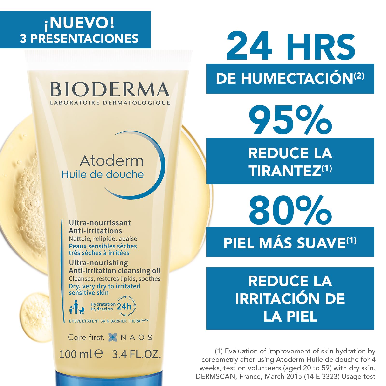 Bioderma Atoderm Hydrating Shower Body Oil for Dry Sensitive or Irritated Skin