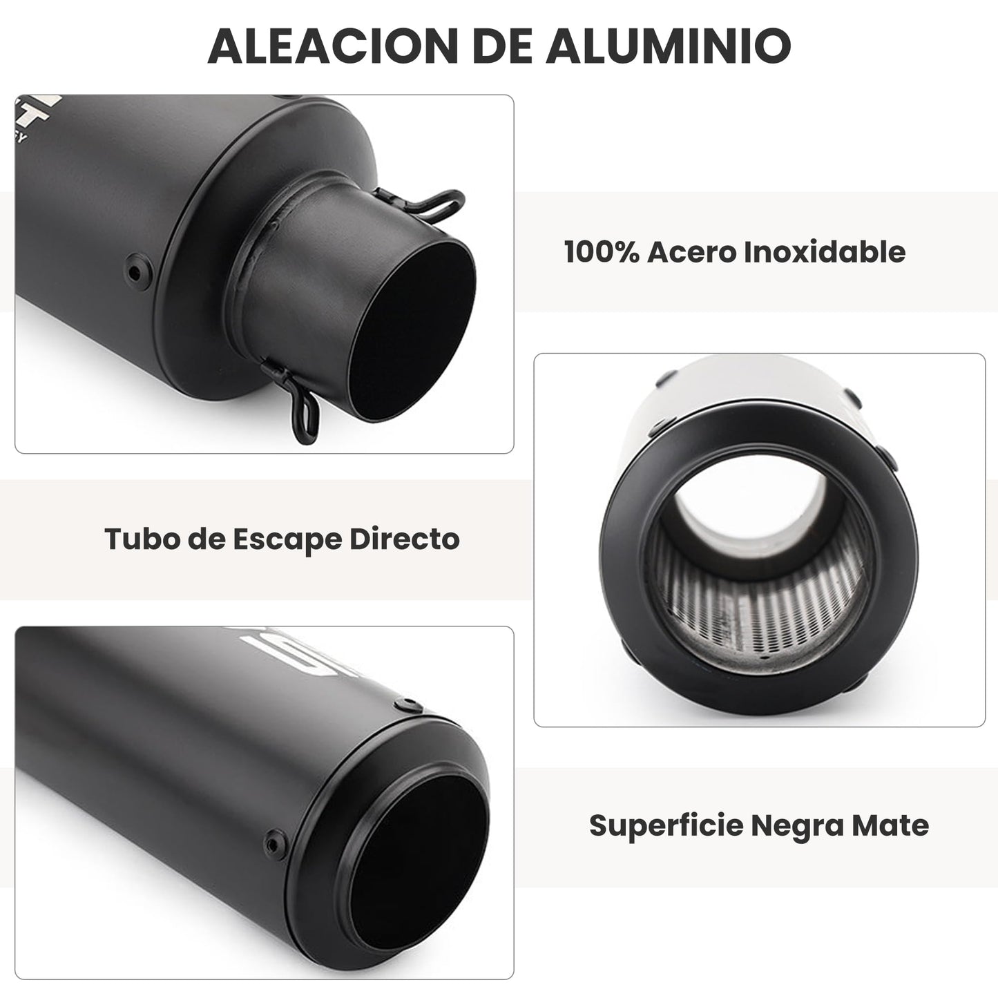 ANMIEN Escape para Moto - Escape para Motocicleta 38-51mm Universal con Silenciador, Tubo Redondo Negro Escape de Moto Deportivo para ATV, AN-YK-HS