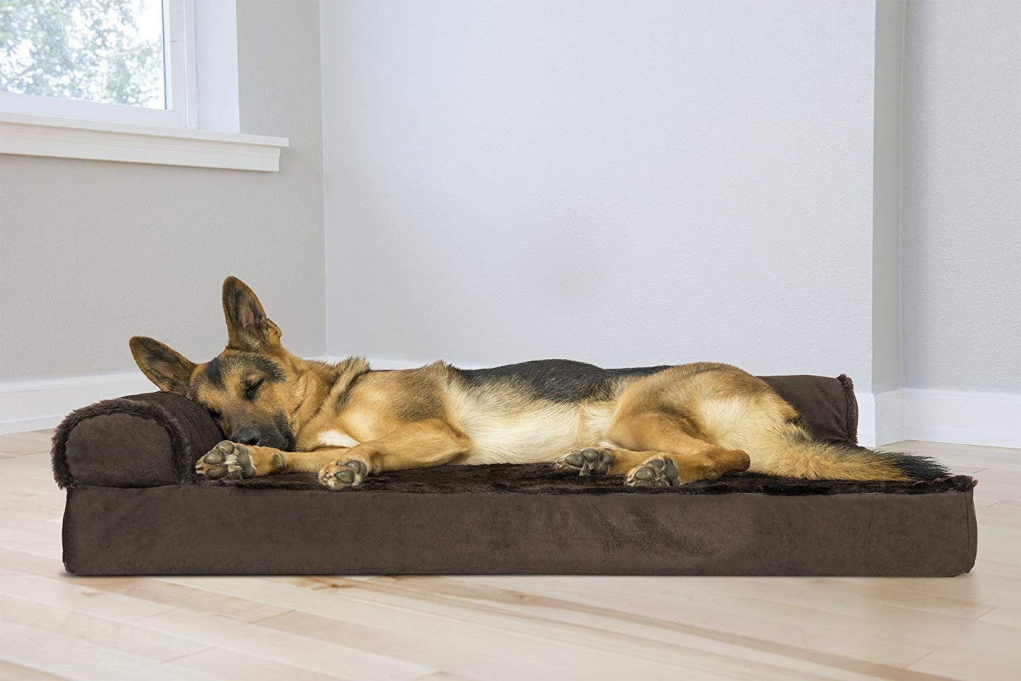Furhaven - Sofá diván ortopédico de lujo para perros y gatos, marrón sable