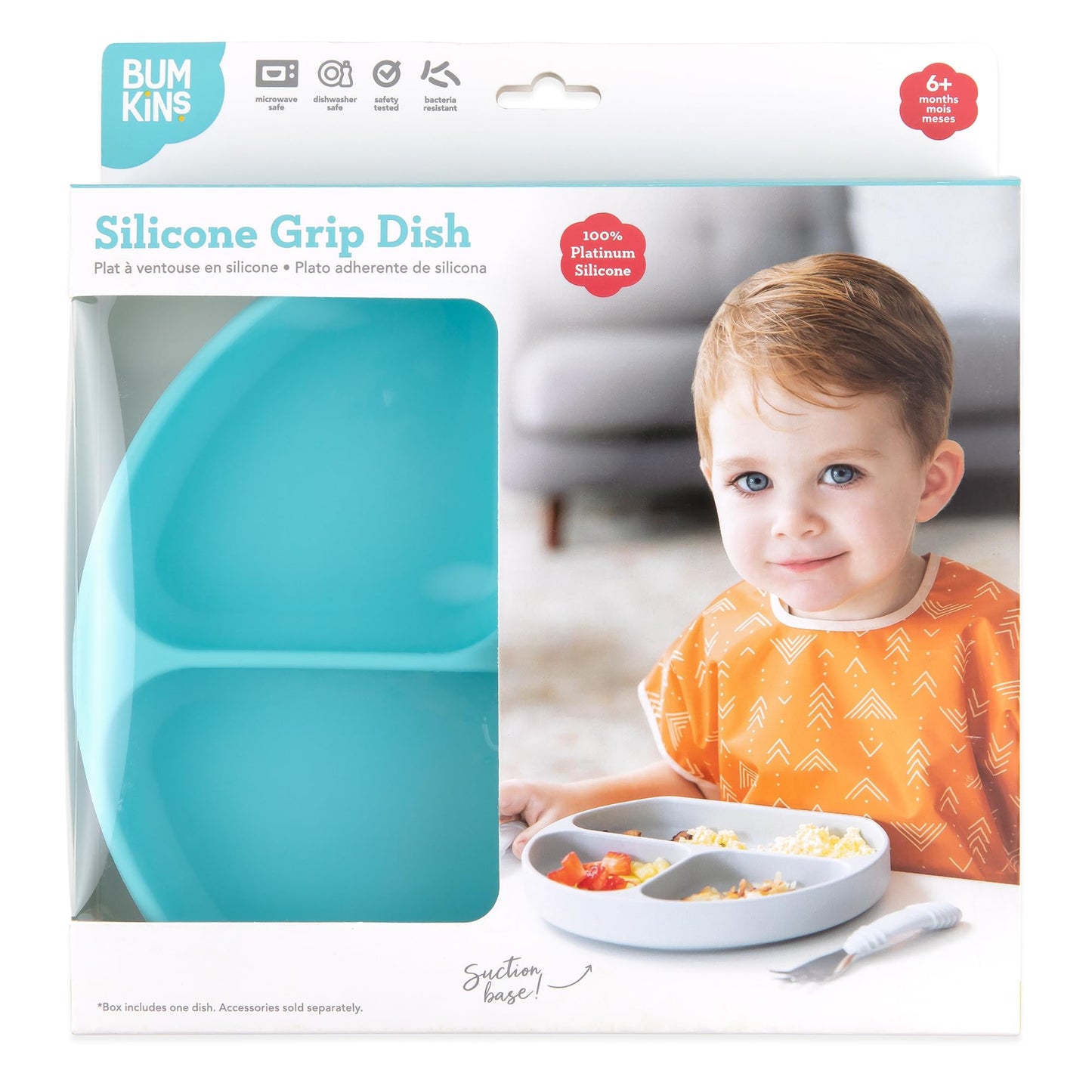 Bumkins Silicone Grip Dish, Azul