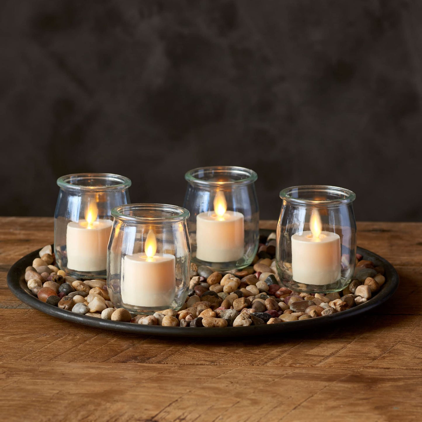 Luminara - Velas sin llama parpadeantes LED cálidas marfil - Decoración para mesa, chimenea - 4 piezas, plástico, color marfil