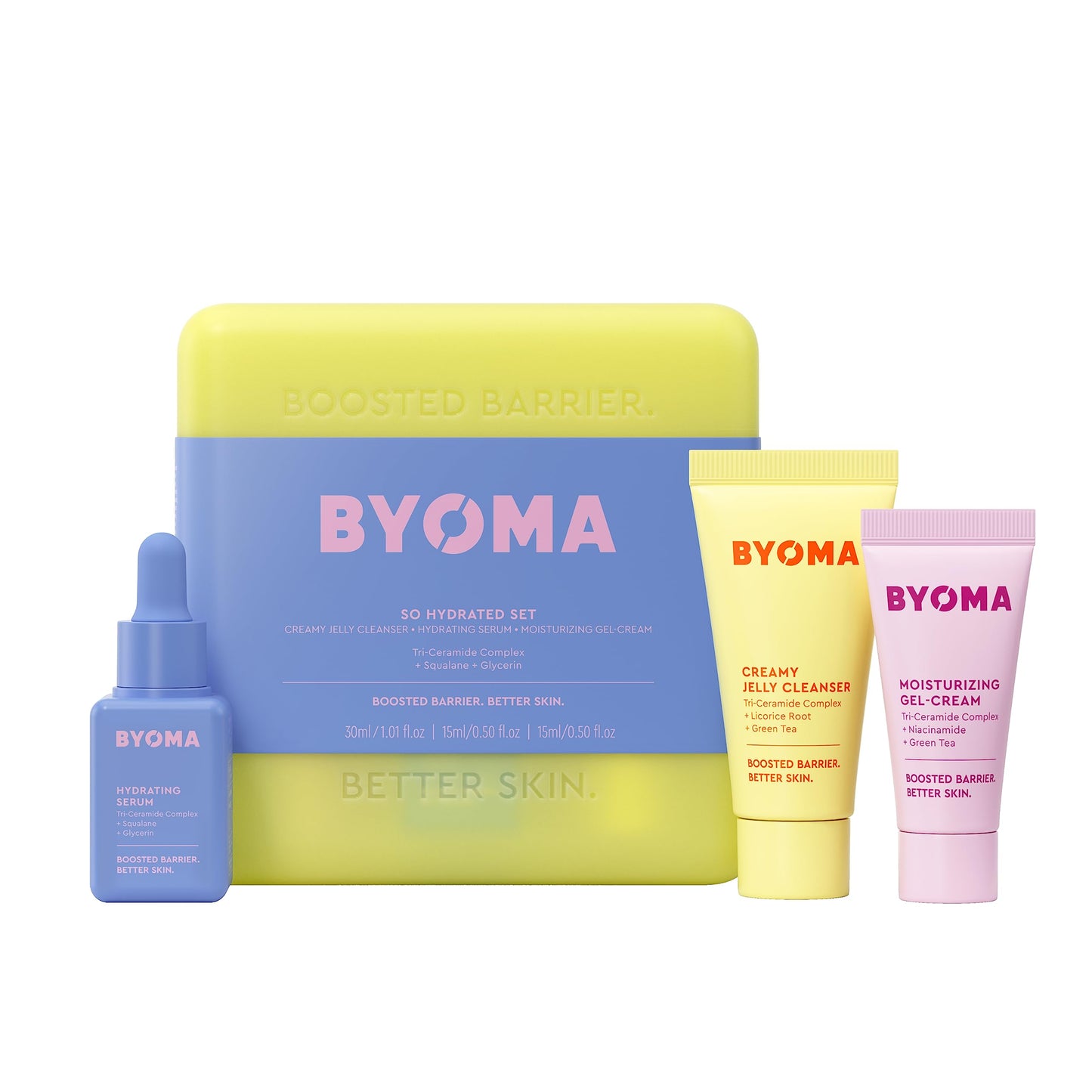 BYOMA Grehge ating Starter Kit - Mini Cleanser 30ml, Mini Light Cream 15ml + Mini Hydrating Serum 15ml