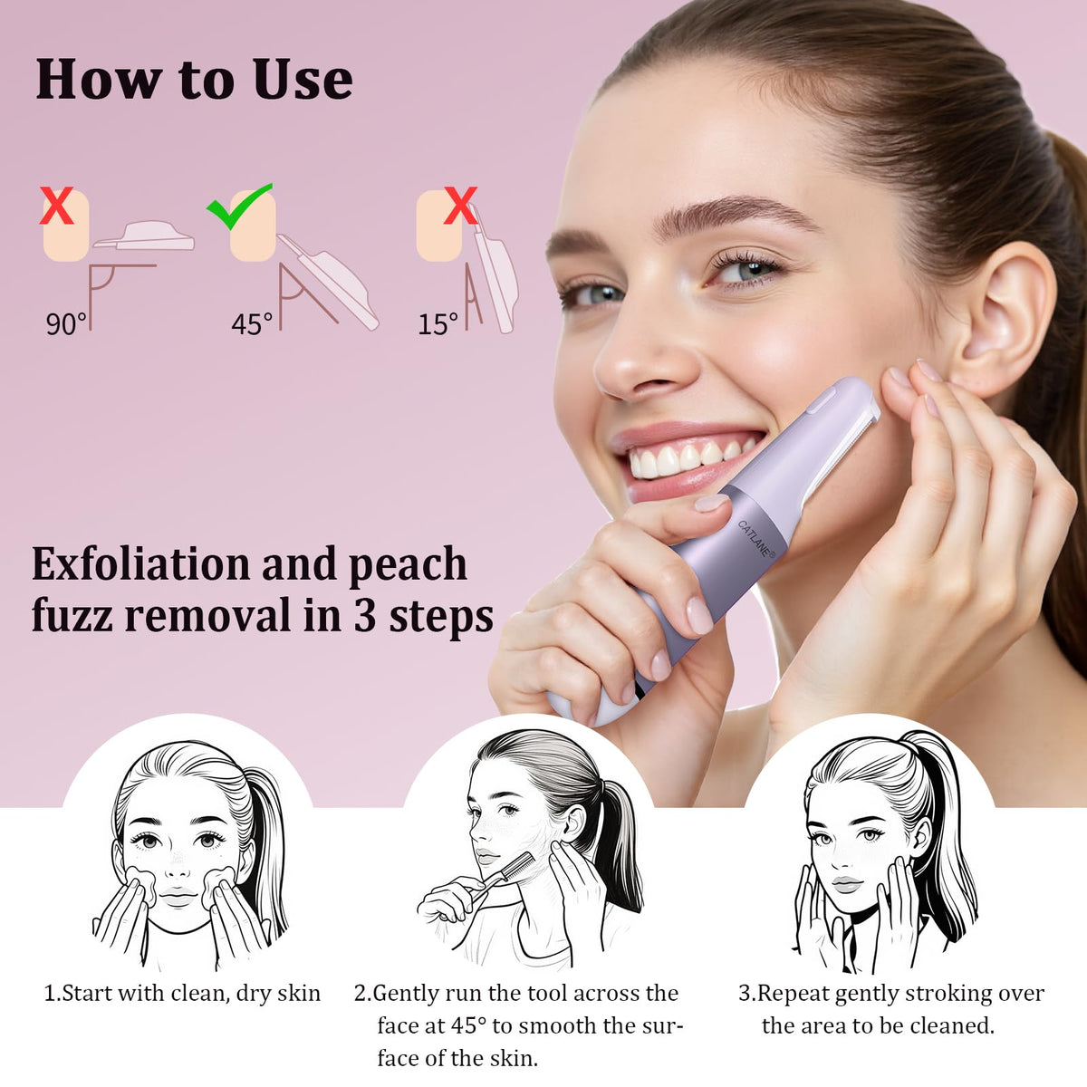 Dermaplane - Maquinilla de afeitar para cara de mujer, herramienta de dermatiamiento para cara, exfoliación suave y sistema de depilación con pelusa de melocotón con 10 cuchillas de dermaplaning