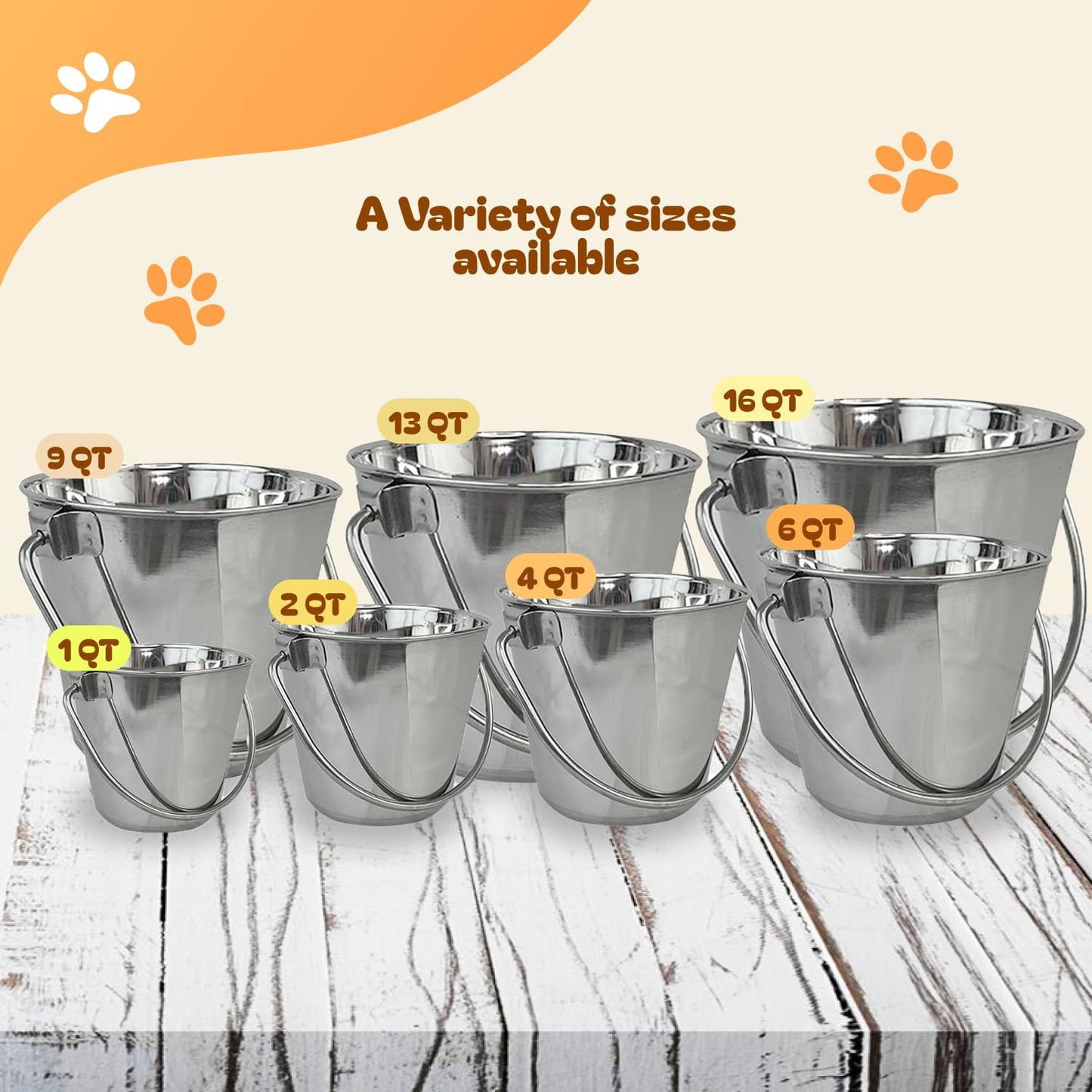 Advance Pet Products Cubo Plano de Acero Inoxidable Pesado, Plano de 2 Cuartos