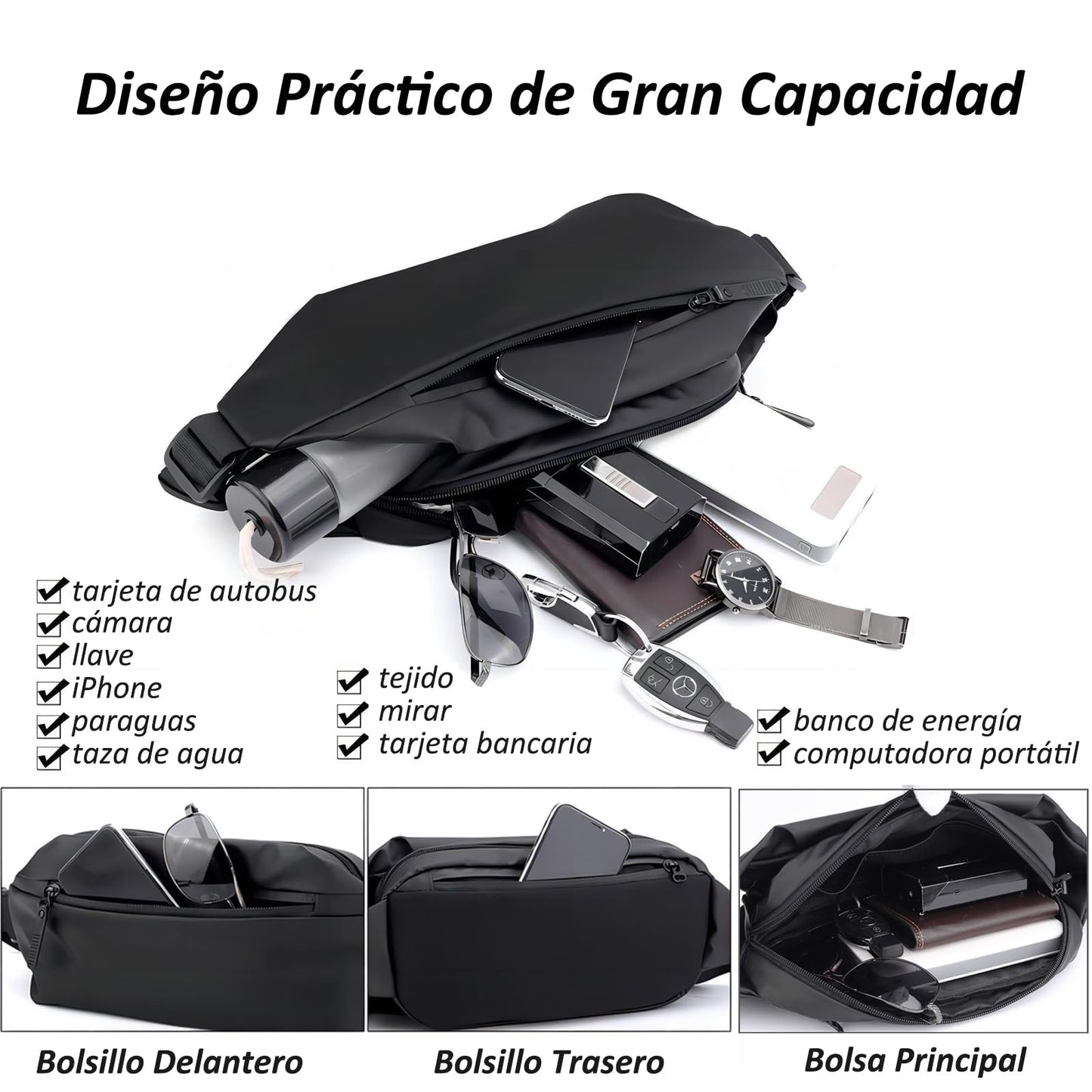 Cangurera para Hombre y Mujer, Cangurera Informal de Moda Deportiva para Viaje Correr Gimnasio, Riñonera de Gran Capacidad y Taza Independiente, Impermeable y Multifuncional