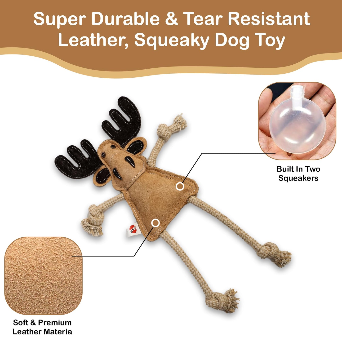 Ethical Pets Dura-Fused - Peluche de Animales del Bosque para Perro, 14 Pulgadas, 1 Pieza, el Estilo Puede Variar