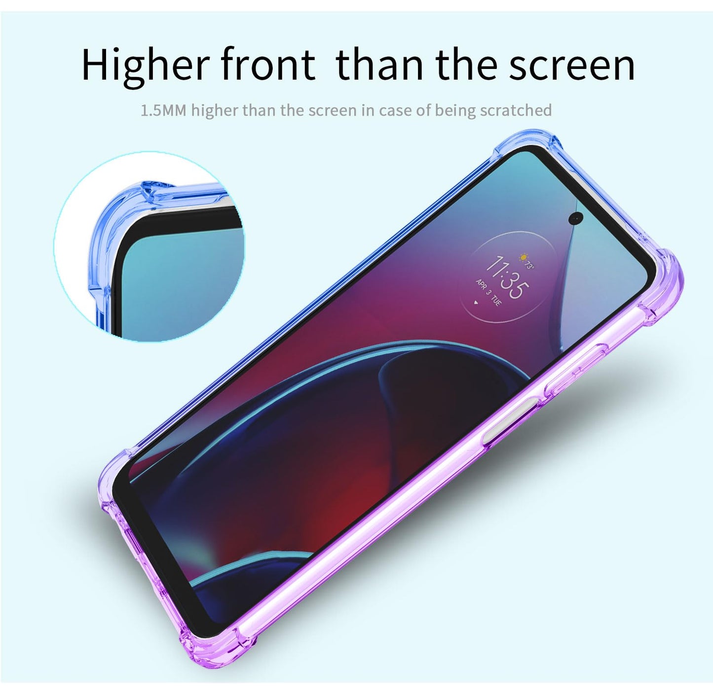 DABUNA Funda para Moto G52 y G82 5G Case Uso Rudo,Transparente Colores Degradados Protectora de Cámara Anticaída Carcasa Bumper(Púrpura Azul)