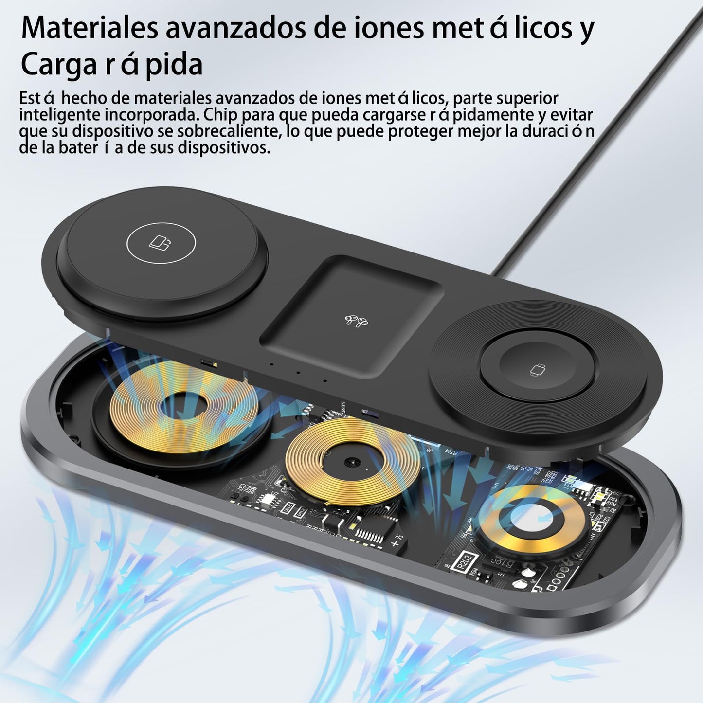 Cargador inalámbrico 3 en 1, estación de carga plegable para Magsafe para iPhone 16/15/14/13/12/Pro Max/Pro/Mini/Plus, para Apple Watch 10/9/8/7/SE/6/5/4/3/2/1/Ultra2/Ultra, para AirPods pro/2/3/4