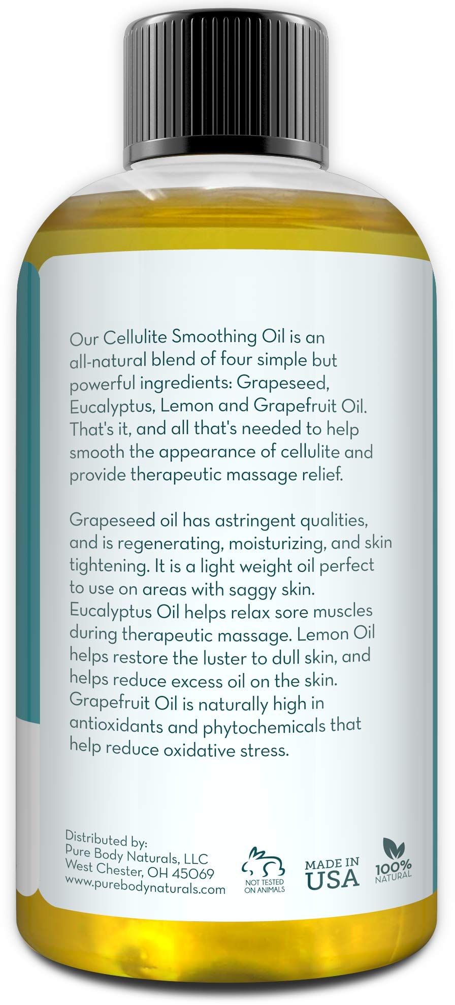 Pure Body Naturals Aceite de Masaje, 8 oz – Hidratante y Relajante con Aceites Esenciales Naturales