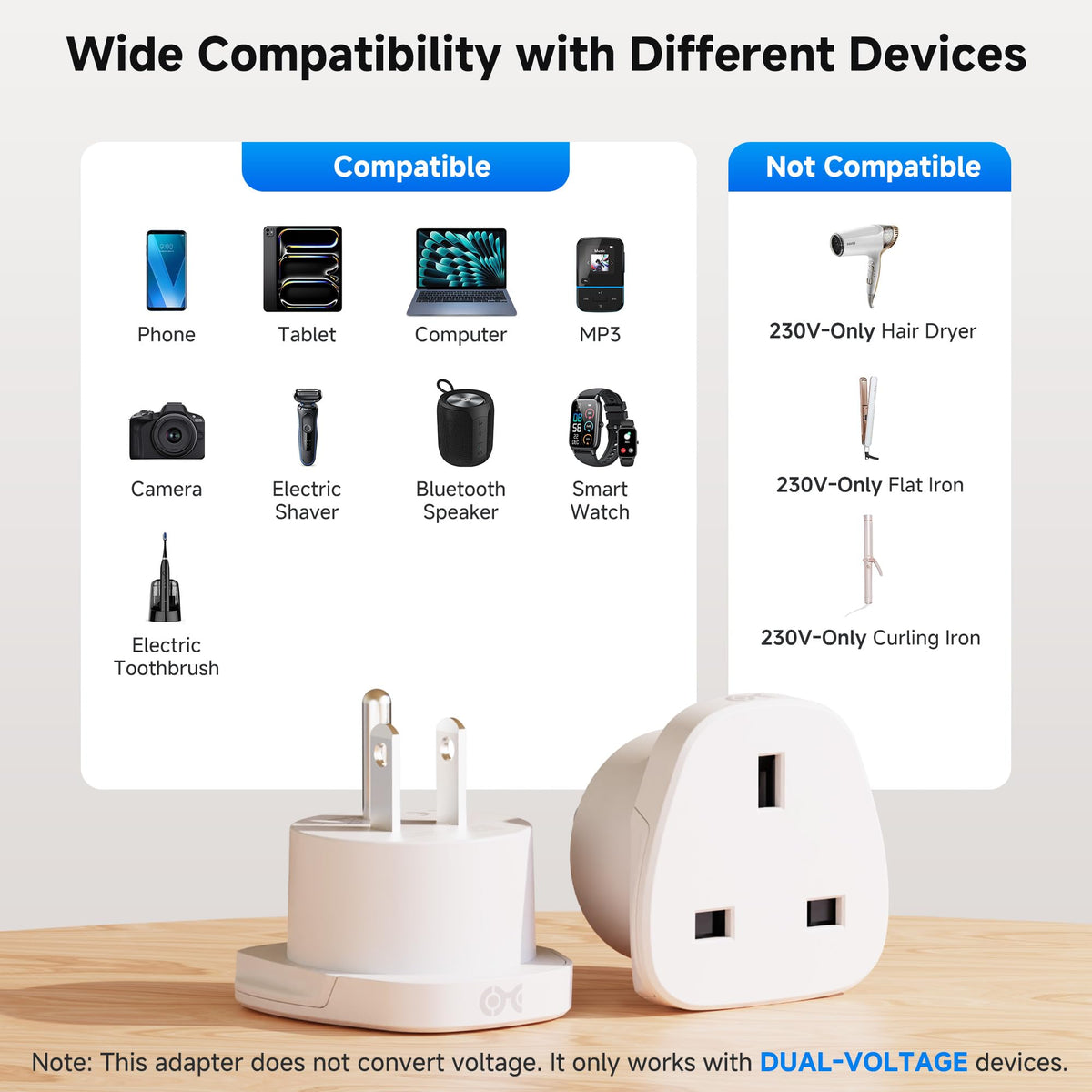 Adaptador Enchufe Cable Matters Reino Unido a Estados Unidos Tipo