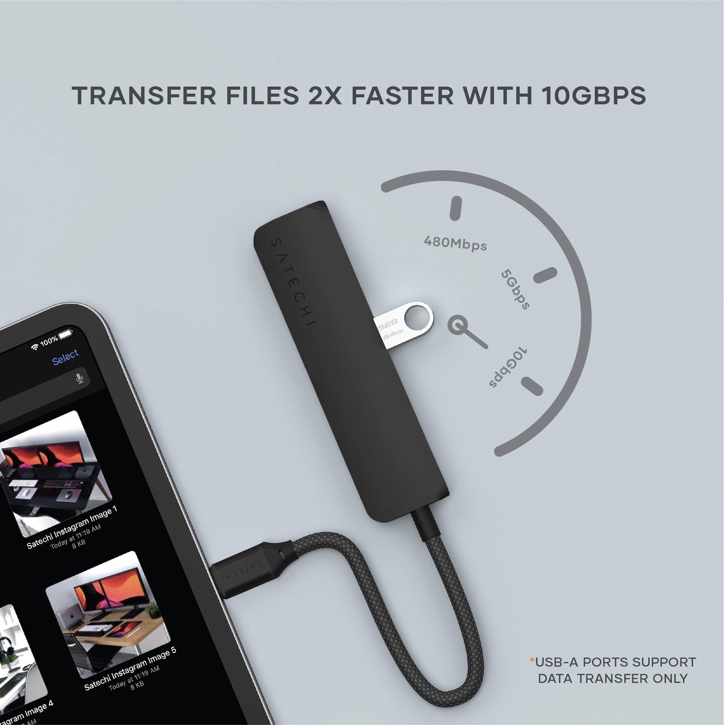 Adaptador USB-C SATECHI Negro 4 en 1 HDMI 4K, PD 100W, 2 Puertos USB-A, Lectores de Tarjetas Micro/SD