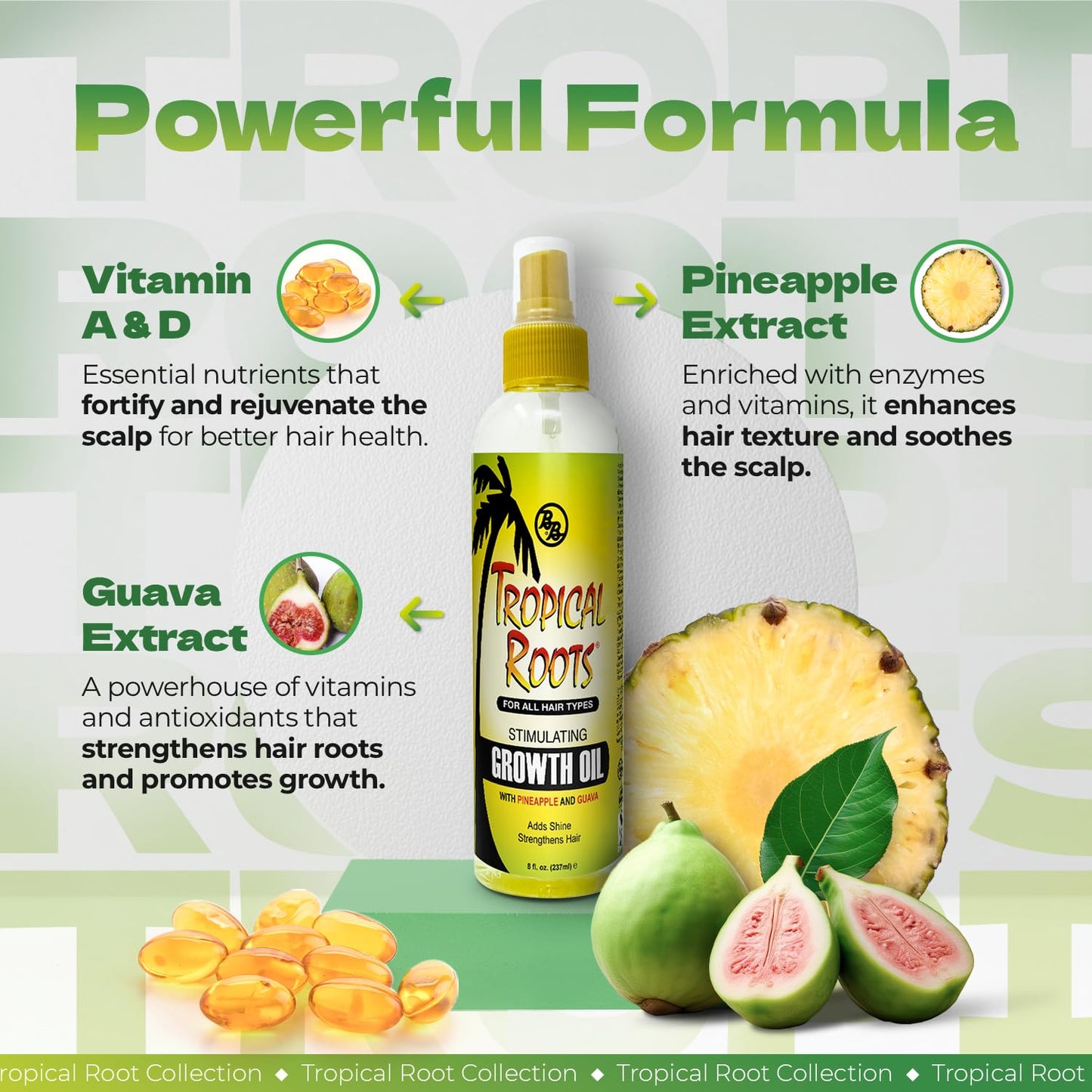 Bronner Brothers Aceite de crecimiento de raíces tropicales, 8 onzas líquidas