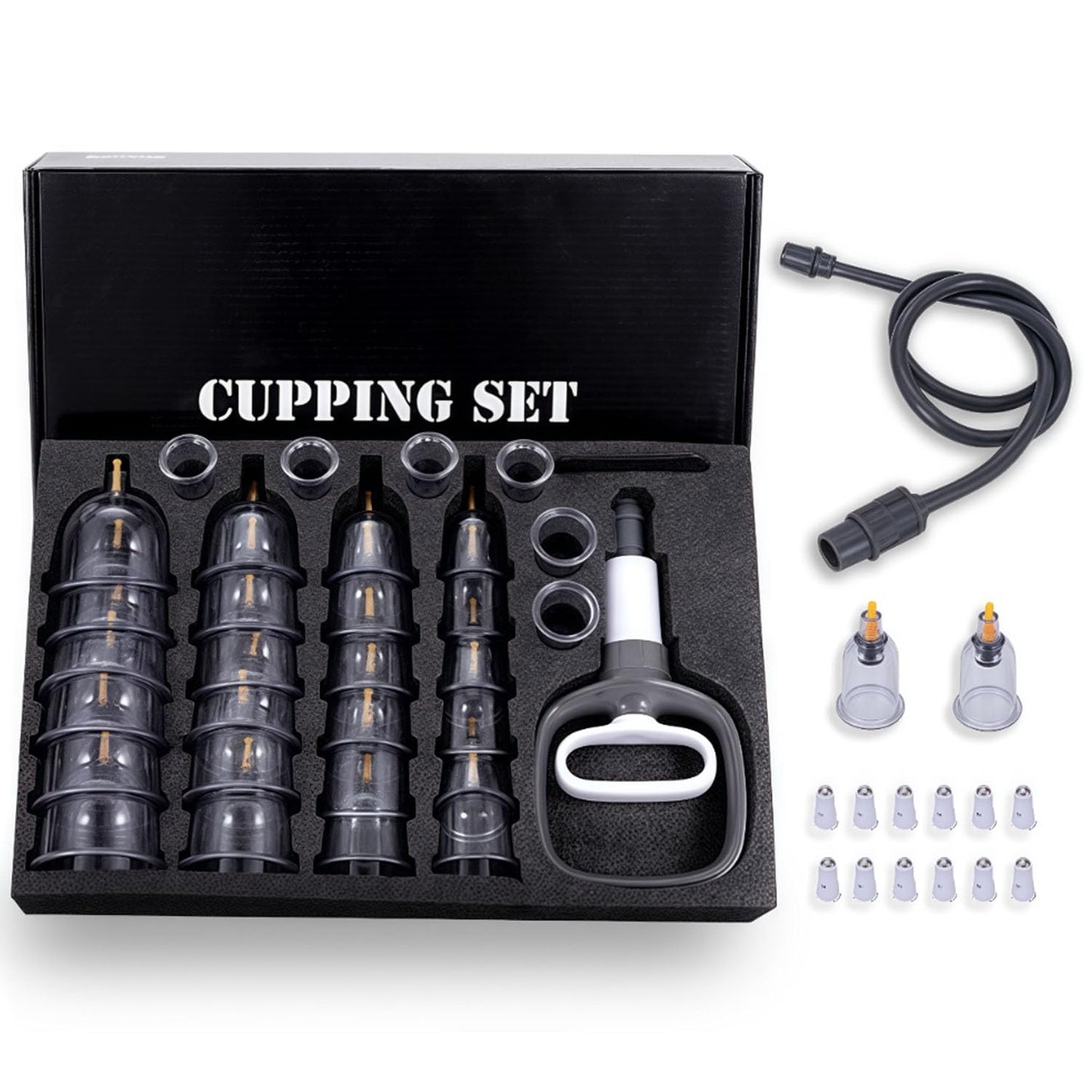 Juego de Terapia de 32 Tazas,Juego Profesional de Ventosas Chinas con Magnéticos, Kit de Ventosas Terapéuticas, Ventosas de Vacío para Aliviar la Fatiga Corporal, Espalda, Cuello y Dolor Muscular