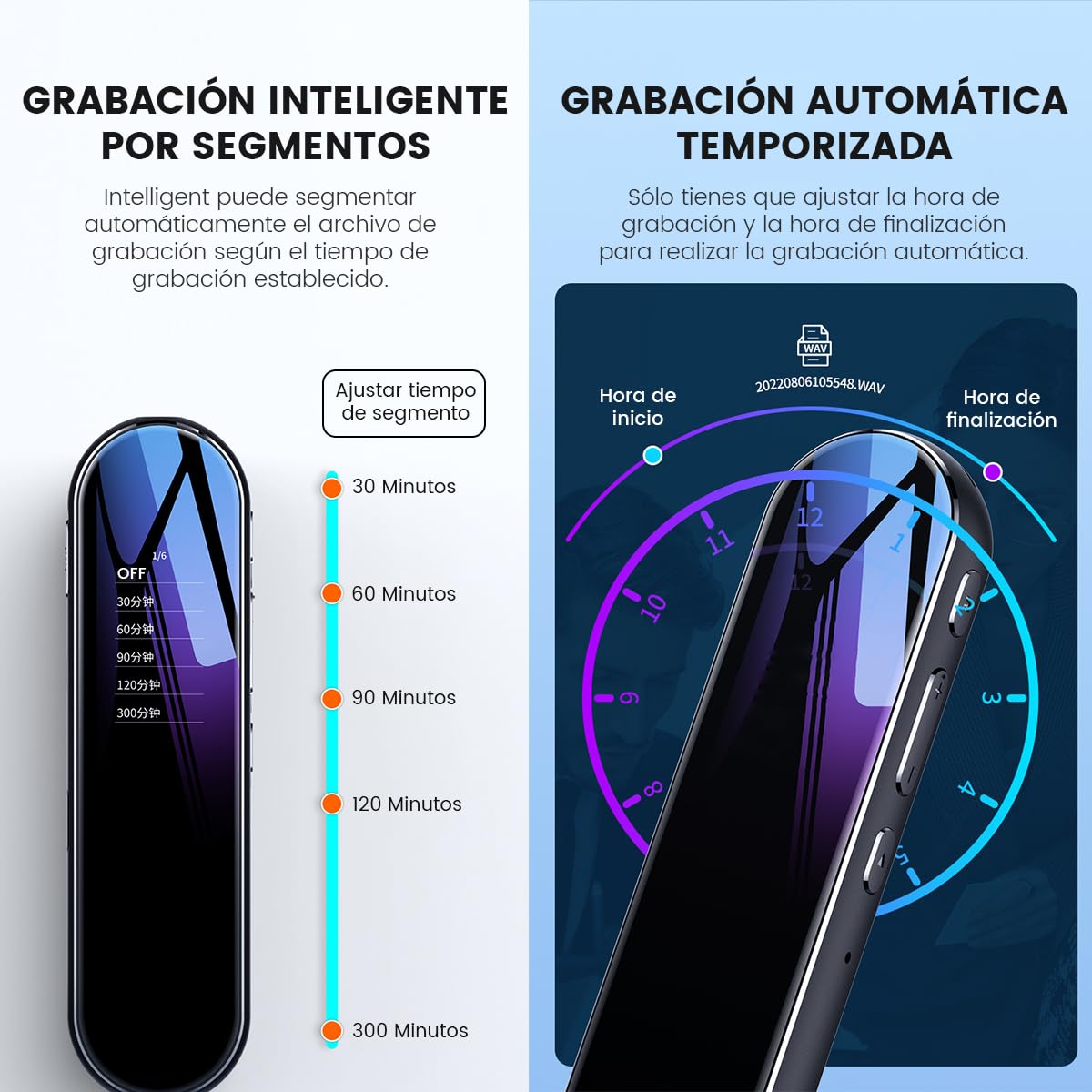 LENGSIDA Grabadora de Voz Digital Inteligente de 64 GB con Reproducción, Grabadora de Audio para Conferencias, Reuniones, Dispositivo de Grabación de Sonido, Dictáfono con Lector de Tarjeta