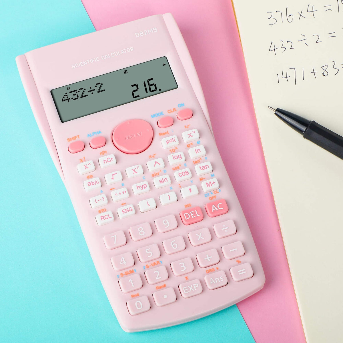 Calculadora Científica Estudiantes Rosa 2 Líneas para Matemáticas