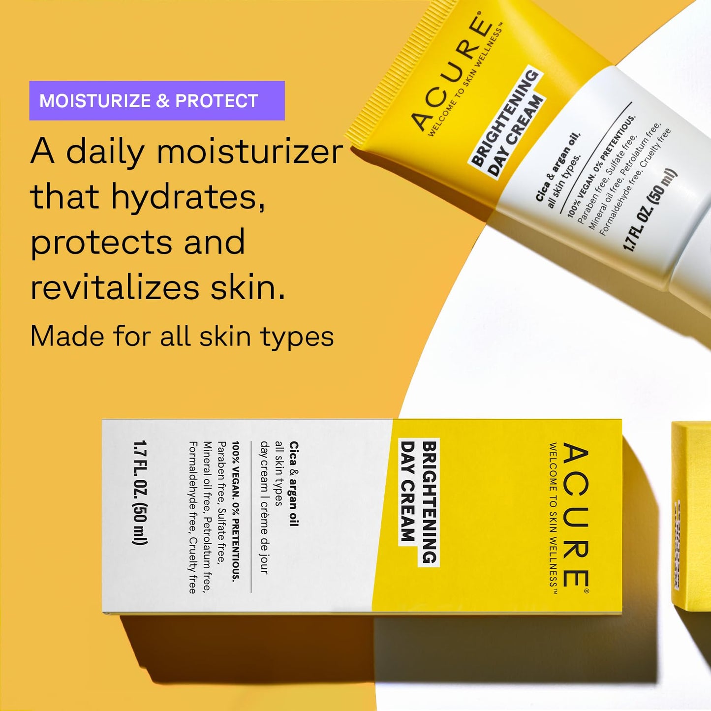 Crema Hidratante Iluminadora Acure 50 ml: Unifica Tono y Textura de la Piel