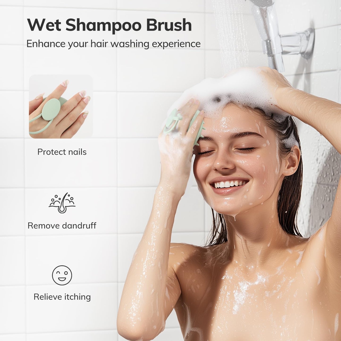 Sndyi Cepillo Champú Masajeador del Cuero Cabelludo de Silicona, Cepillo Exfoliante del Cuero Cabelludo para la Eliminación de la Caspa, Cepillo para el Crecimiento del Cabello (Verde+Rosa)