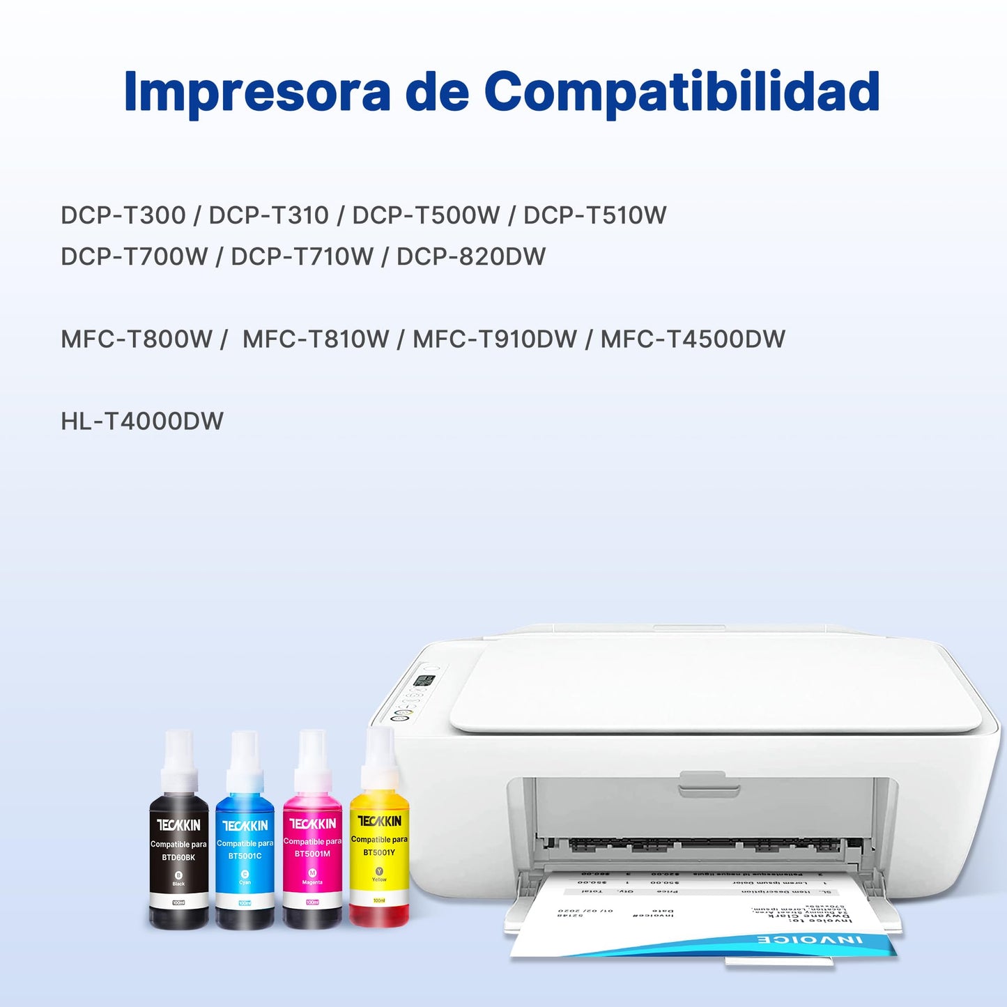 Botella de Tinta TECKKIN Negra Compatible para Brother Impresora (4 Botellas)