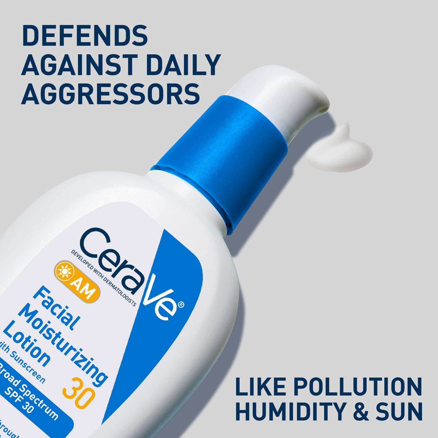 CeraVe - Loción hidratante facial AM Sunscreen SPF 30, piel normal a seca, unisex, 3 onzas