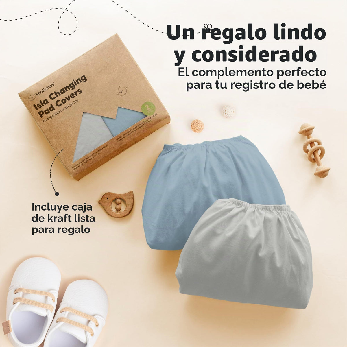 Paquete de 2 fundas para cambiador de bebé para niña, niño, 34 x 18 pulgadas (acero)