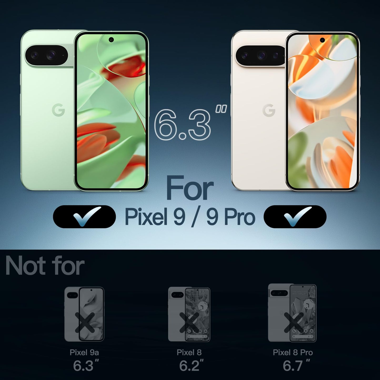 JETech Funda para Google Pixel 9/9 Pro 2024, Anti-Amarillo Antigolpes Protectora Carcasa, Antiarañazos PC Duro Respaldo (Verde Pastel)