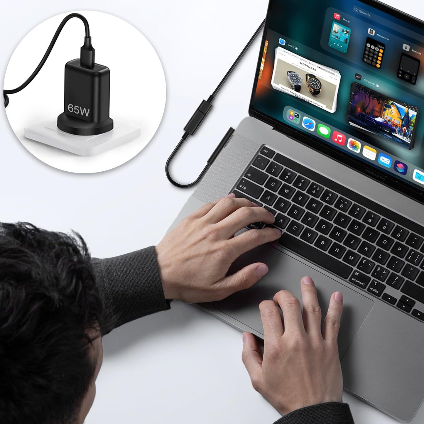 Adaptador de Carga Tipo C Hembra a Microsoft Surface en Negro Carga Rápida 65W para Surface Pro 3/4/5/6 GO Book 1/2 Laptop 1/2