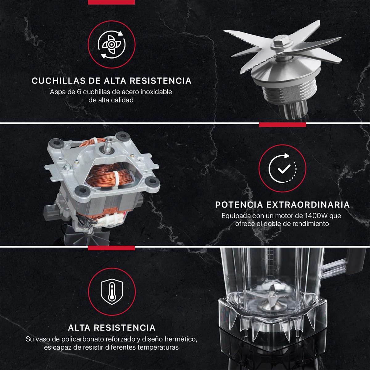 Cookify Licuadora Profesional de Alto Poder, Trituración Total Uso Rudo, Vaso 2 Lts. (PB004)