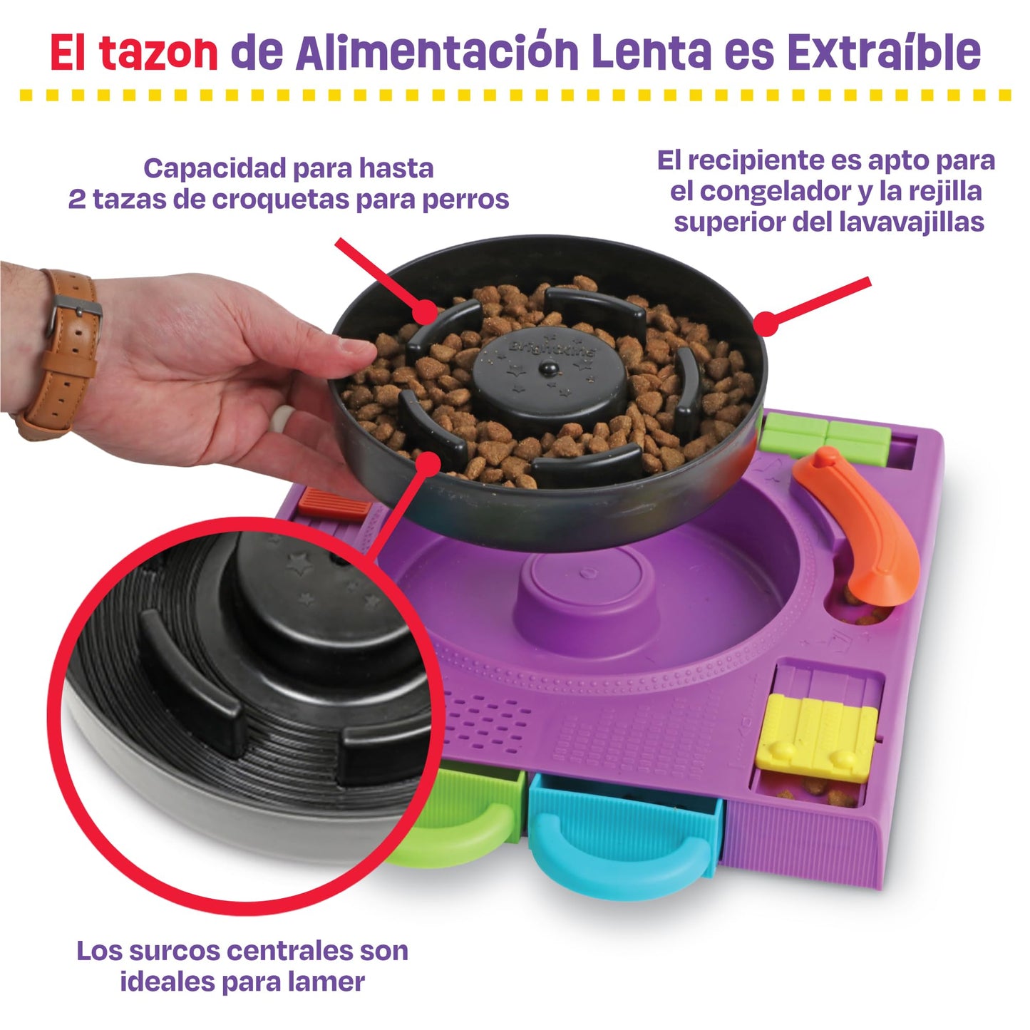 Brightkins DJ Doggo Puzzle Feeder - Rompecabezas para Perros, Juguetes para Perros