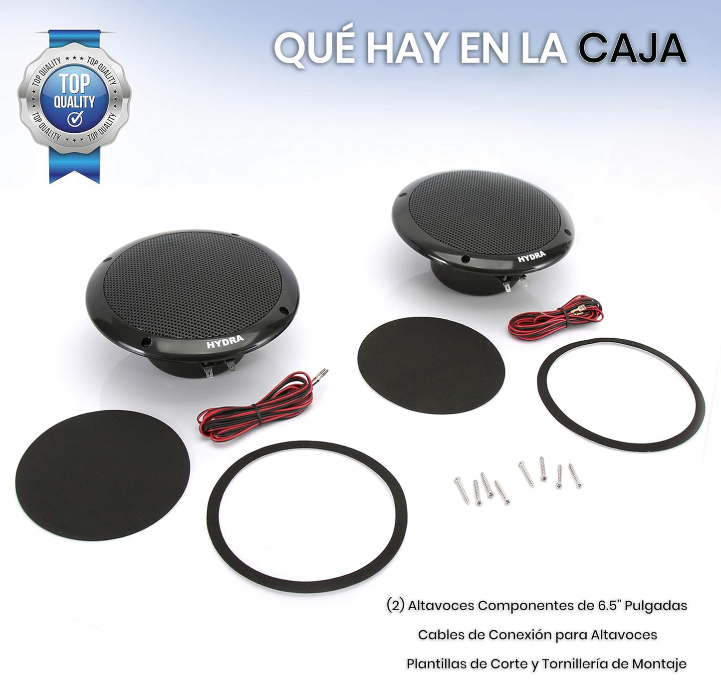 Pyle bocinas Marinas Dobles de 6.5 Pulgadas. Sistema de Sonido estéreo para Exteriores Resistente al Agua. 2 vías. Potencia 400 Watts. 1 par. Negro